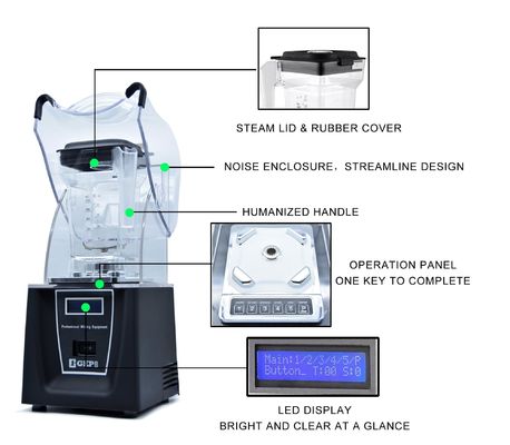 Mezcladora eléctrica para el hogar de 220V con voz baja Mezcladora de mezcladora de potencia de 1500Ml para bebidas heladas y jugos