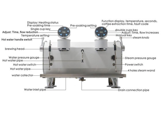 220V Gep profesional semiautomático doble grupo máquina de café espresso para el café