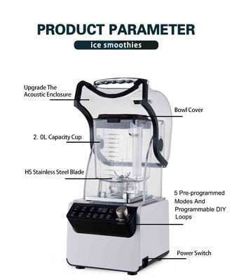 2.5hp mezclador de hielo comercial multifuncional y con tapa insonorizada de 8 mm de espesor